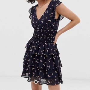 Wild Honey navy floral tea dress